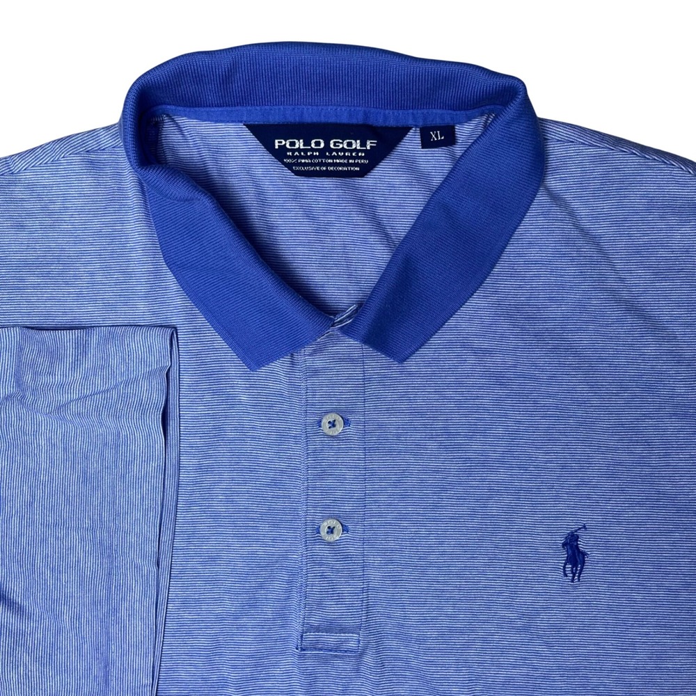 Polo Golf Ralph Lauren Polo Shirt Mens XL Blue Micro Stripe Pima Cotton SS
